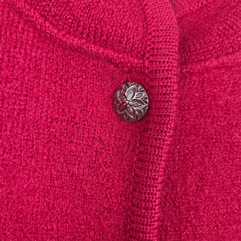 Talbots Petites Red 100% Wool Button Front Cardigan Sweater Jacket Women Medium - Picture 7 of 10